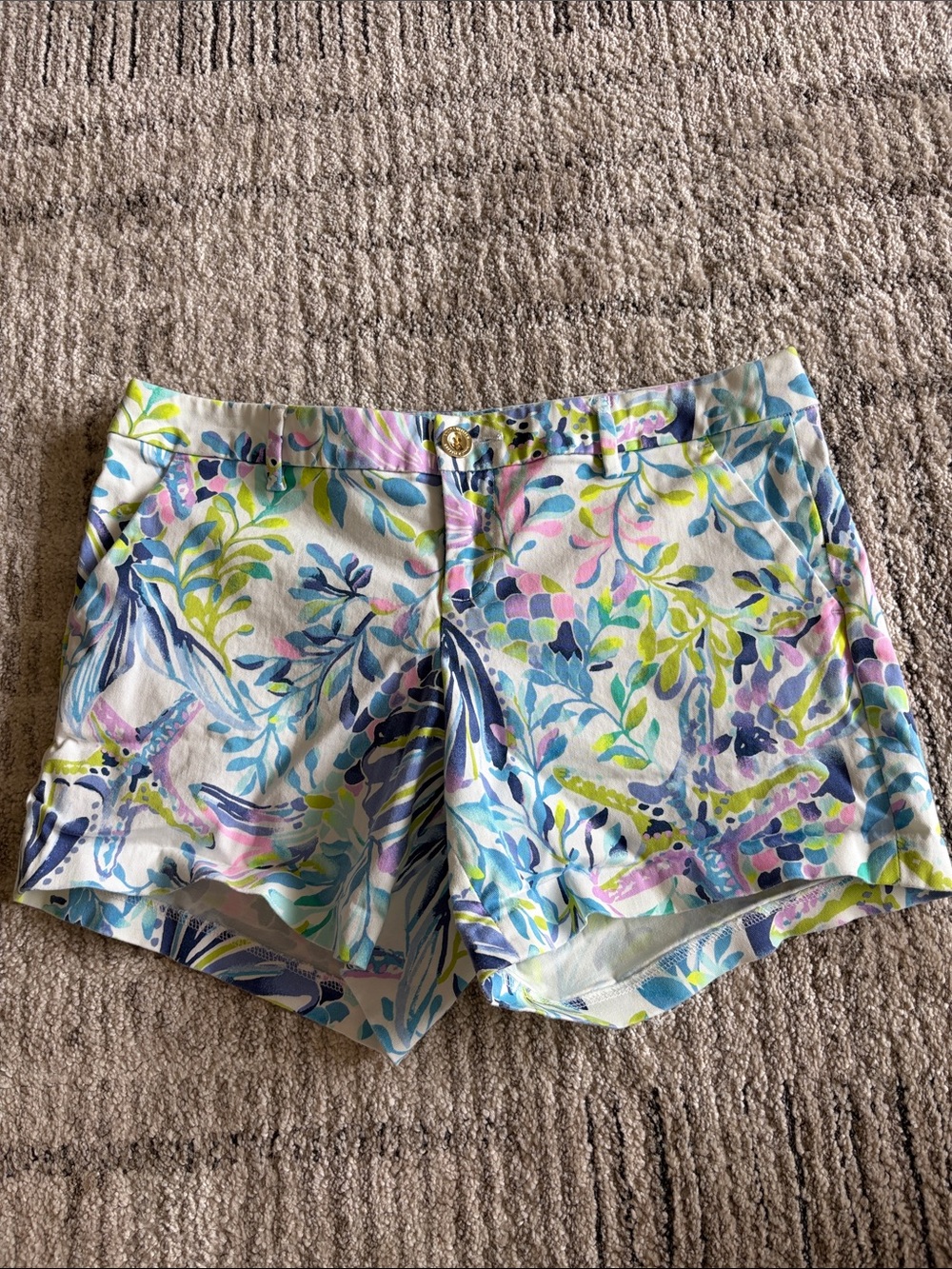 Lilly Pulitzer Pastel Seafoam Floral Print Shorts
